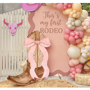 Geetery 4ft My First Rodeo Birthday Decoration Western Cowgirl Boots Backdrop My 1st Rodeo Balloon Arch with Pink Bows Cowgirl 1st Birthday Party Supplies for Baby Shower Bachelorette Wedding Supplies