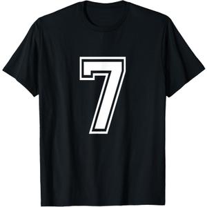 Number 7 Varsity Sports Team Jersey 7th Birthday 7 Years T-Shirt, XL, Black
