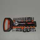 Egofine 21pcs 3/8 Inch Ratchet Socket Wrench Set, Drive Socket Set with 19 Sockets, 6-24mm sockets and 2 Way Quick Released Ratchet Handle and Extension Bar