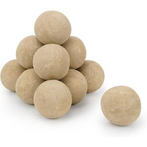 Stanbroil Ceramic Balls - 4 Round Fire Stones for Fire Pit Fire Bowl and Fireplace - Set of 12, Beige