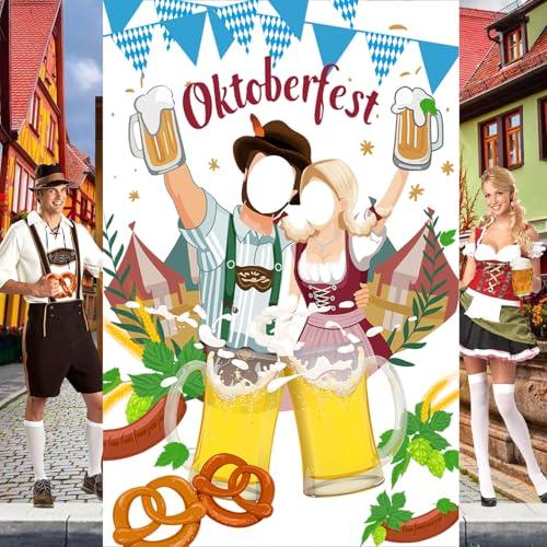 Pack of 2, Zenoble Oktoberfest Decorations 6 x 4 Ft Oktoberfest Couple Photo Prop Door Banner Party Decorations Bavarian Backdrop Door Banner Props Supplies for German Beer Themed Party Decor Accessories