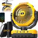 24000mAh Detachable Battery Camping Fan - 3-in-1 Portable Camping Fans with LED & Remote - 4 Speeds Battery Operated Outdoor Fan for Tent,Office,Jobsite,Workshop,Travel