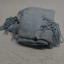 Homiest Decorative Knitted Throw Blanket with Fringe Soft & Cozy Tassel Blanket for Couch Sofa Bed (Light Blue,50x60)