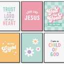 6Pcs Kids Bible Verse Wall Art Girls room Wall Decor pictures Christian Poster Print Artwork Nursery Bible Verse Paintings for Living room bedroom home decoration 8x10in Unframeless