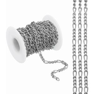 PATIKIL 16.4Ft Silver Tone Link Chain Roll for Jewelry Making, 5mm Wide Aluminum Twisted Link Chain Bulk for Jewelry Making DIY Craft Supplies Necklaces Bracelets Earring