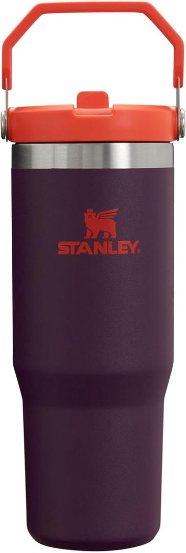 Stanley IceFlow Flip Straw Tumbler with Handle 30 oz | Twist On Lid and Flip Up Straw | Leak Resistant Water Bottle | Insulated Stainless Steel |BPA-Free | Plum