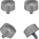 Finials For Curtain Rods, 4 Pcs Plastic Curtain Rod Finials for 3/4 Inch with 1/4 - 20 UNC Screws Curtain Rods,Drapery Rod Finials of Cylindrical Shape (grey)