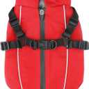 Dog Winter Coat Reflective Water-Resistant Jacket, Fleece Lined Windproof Puppy Coat with Back Zipper & D-Ring, Cold Weather Dog Coats for Small Medium Dogs (S, Red)