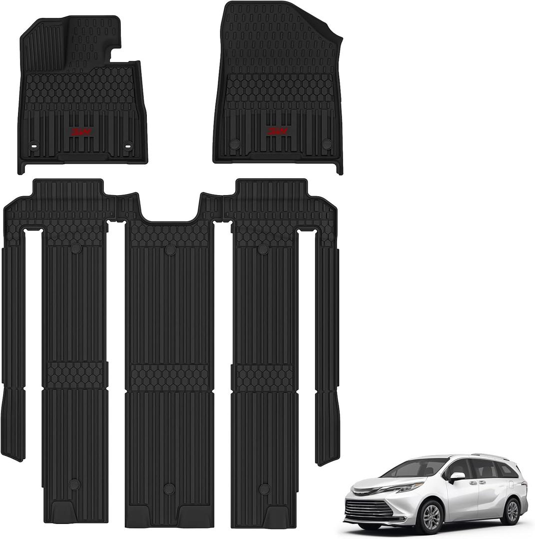 3W Floor Mats for 2021-2026 Toyota Sienna XLE/XSE/Limited 7 Seat