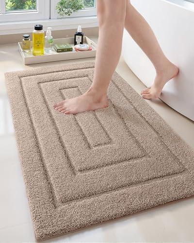 Color&Geometry Large Bath Mats for Bathroom Non Slip, 24"x43" Taupe Bathroom Rugs Absorbent, Washable Bath Rugs Shower Mat Outside Shower