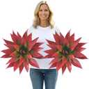 Fall Red Artificial Agave Plants-Set of 2 Large Fake Agave for Outdoors,28Inch,Faux Aesthetic Plants for Home Decor, Realistic UV Resistant Fake Agave Plants Without Pot