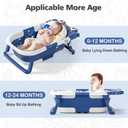 Collapsible Baby Bathtub for Newborns with Thermometer and Soft Floating Cushion Portable and Foldable Travel Baby Boy Bath Tub for Infants to Toddler 0-36 Month (Navyblue)