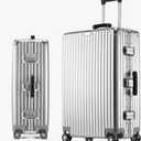 DOMINOX All Aluminum Carry On Luggage Hard Shell Luggage Aluminum Suitcase for Travel Zipperless Luggage Checked Luggage with Silent 360° Spinner Wheels 50x31x73CM . (Vertical Grain Style, Sliver)