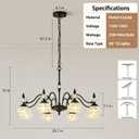 30'' Victorian Chandelier Black Antique Pendant Light for Living Room | 8-Light, Adjustable Height, Farmhouse Dining Room Light Fixtures with Lampshades, Crystal Chandelier for Hallway