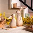 Valery Madelyn Easter Decorations for Home, Medium 2Pcs Ceramic White Gold Bunny Statues Figurine for Spring, Easter Gift Tiered Tray, Table Centerpieces Decorations for Indoor Decor, 6.3inch