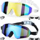 EverSport 2 Pack Kids Swim Goggles Age 8-16 Extra Silicone Layer, Swimming Goggles for kids Teen Youth Children Boys Girls (Gold/Mirrored & Blue/Mirrored)