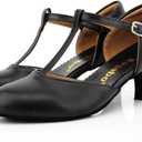 Women's Latin Ballroom Dancing Heels Wedding Pumps T-Strap Character Shoes