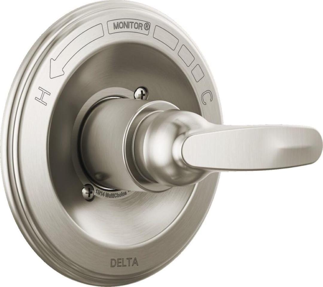 Delta Faucet Foundations 13 Series Single-Function Shower Valve Trim Kit, Shower Handle, Delta Shower Trim Kit, Stainless BT131-SS (Valve Not Included), Valve Only