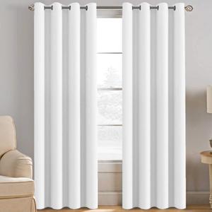 H.VERSAILTEX White Curtain 84 inches Long for Living Room Thermal Insulated Christmas Curtains Window Treatment Panel Bedroom Curtain for Door Thermal Curtains for Winter - One Panel - Grommet, White