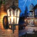 Sucolite Outdoor Wall Light Fixtures Wall Mounted, Exterior Waterproof Porch Lights Wall Lanterns, Outside Wall Sconces with Water Ripple Glass for House Front Door Garage, Retro Vintage Style, 2 Pack