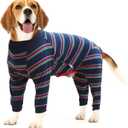 Dog Recovery Suit Abdominal Wound After Surgery Wear Prevent Licking Wounds E-Collar & Cone Alternatives Postoperative Shirt Dog Pajamas Long Sleeve Prevent Shedding (X-Small, Blue)