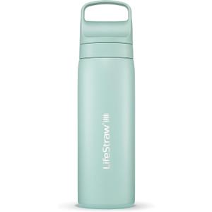 LifeStraw Go Series  Insulated Stainless Steel Water Filter Bottle for Travel and Everyday Use, Removes Bacteria, Parasites and Microplastics, Improves Taste, 18oz Seafoam
