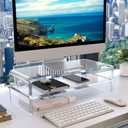 Egchi Acrylic Monitor Stand,2 Tiers Computer Monitor Riser(18x8x5.5 inches),Computer Stand/Monitor Riser for Office,School,Home,Laptop Stand Desktop Stand for Keyboard Storage&Printer TV Screen