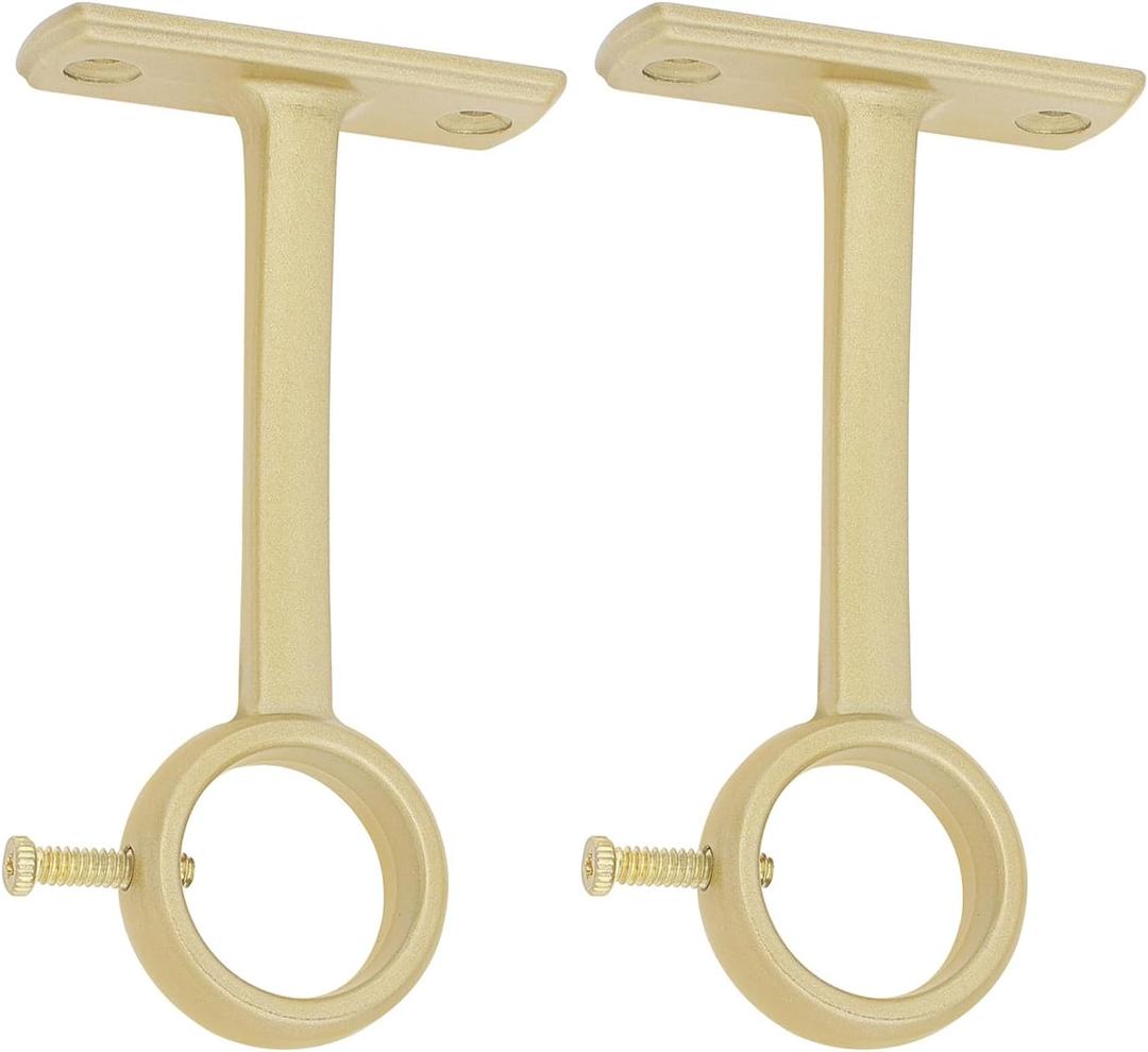 Ceiling-Mount Curtain Rod Brackets, Heavy Duty Ceiling and Wall Curtain Rod Holder for 1 Inch Drape Pole (Gold (Set of 2))