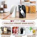 Gomakren Standing Spoon Rest for Stove Top, 6 Inch Ladle Holder, Vertical Spoon Holder for Kitchen Counter, Heart Shaped Valentines Spoon Rest, Heat-Resistant Utensil Rest, White