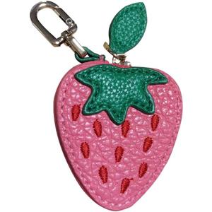 Cute Fruit Charm Leather Zipper coin purse With Keychain,Coin Organizer, Mini Fashion Accessory Leathe Storage Bag for Women (Strawberry)