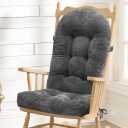 Rocking Chair Cushion - Chenille Fabric, High-Density Sponge, Durable Comfort Double-Sided Tufted Seat Pads with Ties, ChenilleBlack, 44x19x4 inch Grey