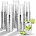 200 Pack Silver Plastic Cups, 12 Oz Clear Disposable Cups with Silver Rim, Heavy Duty Cocktail Cups for Party, Wedding and Daily Use, 200PCS