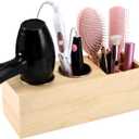 Hair Dryer Countertop Holder, Hair Tool Organizer Wall Mount, Blow Dryer Holder Organizer, Bathroom Countertop Blow Dryer Holder and Curling Iron Holder (Cedar Wood, Log color)
