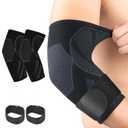 Arm Supports Sleeve,Elbow Compression Sleeve (1 Pair)Tennis Elbow Braces For Tendonitis And Tennis Elbowarm Supports Sleeves Golfertennis Elbow Relief For Women & Men,Elbow Sleeve For Weightlifting (Medium, Black/Grey)