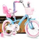 Kids Bike for Girls 12 14 16 Inch with Training Wheels, Toddler Bicycle with Basket and Doll Seat, Girls Bicycle for Kids Ages 2-9 Years, Bicicleta para Niñas, Multiple Colors