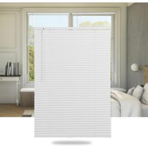 SEEYE Cordless Mini Blinds Aluminum Venetian Blind Horizontal Window Shades, 1" Slat Size - Rooming Darkening Blinds Anti-UV & Waterproof for Bedroom, Office, Easy to Install, 18" W x 64" H, White