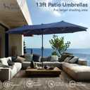 PHI VILLA 13ft Outdoor Market Umbrella Double-Sided Twin Large Patio Umbrella with Crank, Navy Blue