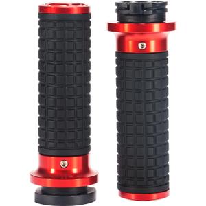 Motorcycle CNC Hand Grips Aluminum Rubber Handlebar Hand Grips for Harley Davidson Dyna Super Glide,Softail Fat Boy Low Rider,Road Glide Sportster V-Rod,Electra Glide