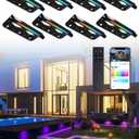 8 Pack 7 Inch RGB LED Hardscape Lighting, 5W Smart Retaining Wall Lights 16 Million Colors with Remote Control, IP65 Waterproof Landscape Paver Lights, 12V AC/DC Low Voltage Outdoor Lighting