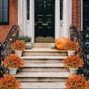 Fall Flowers Artificial for Decoration, Faux Mums for Outdoor Planters, 12 Bundles Fake Mums for Home, Orange Flowers for Thanksgiving, Front Porch Fall Decor, Garden Patio Home Aesthetic