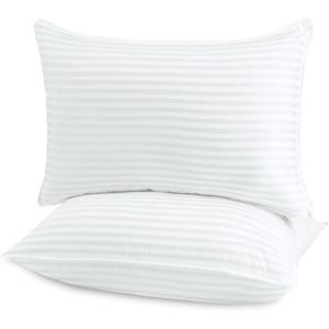kingrest 100% Cotton Standard Size Bed Pillows for Sleeping, Set of 2,Soft and Supportive with Microfiber Filled, Hotel Collection, Cooling Pillows White