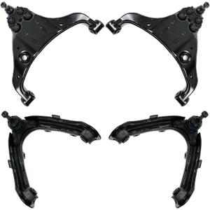 TRQ Front Upper and Lower Driver and Passenger Side Control Arm and Ball Joint Set 4 Piece Compatible with 2004-2012 Chevrolet Colorado Rear Wheel Drive 2004-2012 GMC Canyon Rear Wheel Drive