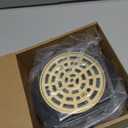 4 1/4 Inch Shower Drain Round Brushed Gold Color, Removable Grille Strainer Screws in Drain Cover, Base with Adjustable Drain Flange Kit PVC, SUS304 Stainless Steel Brass Face