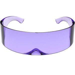 zeroUV - 80s Futuristic Cyclops Cyberpunk Visor Sunglasses with Semi Translucent Mirrored Lens Shield Sunglasses (C14 | Purple)