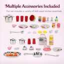 Doll Kitchen Playset for Kids, My Modern Mini Kitchen House Furniture Pretend Play Toy Accessories Set with Realistic Lights & Sounds for Toddlers, Girls (4-in-1)