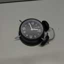 Peakeep 4 Inches Twin Bell Loud Alarm Clock for Heavy Sleepers, Backlight, Battery Operated Old Fashioned Alarm Clock for Bedrooms (3D-Dial, Black)