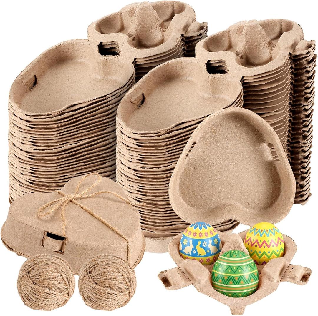 64 Pcs Heart Shaped Egg Carton for Valentine's Day & Easter, Reusable Egg Cartons Holds 3 Eggs, Bulk for Home Kitchen Baking Storage (64)