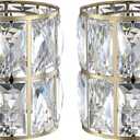2 Pack Crystal Shade Replacement,Ceiling Fan Light Drum Lampshades Champagne Finish for Chandelier Vanity Lights Wall Sconces Pendant Light,1.66" Fitter Size 5" high*4.6" Diameter