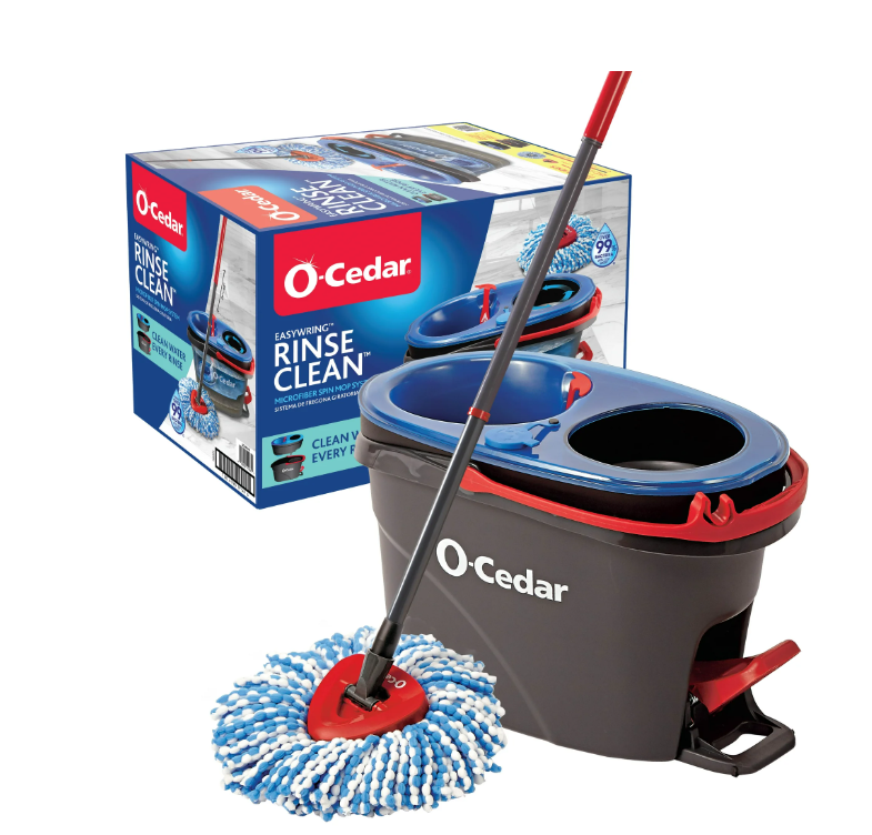 O-Cedar RinseClean Spin Mop With 2-Tank System and Microfiber Mop Head