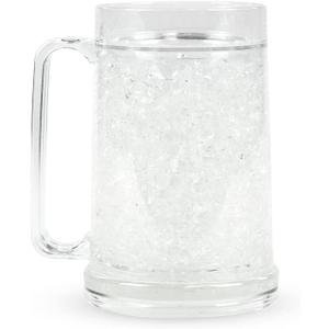 Simply Green Solutions - Clear Mug, Frozen Mugs for Freezer, Double Walled Beer Mug, Freeze Cups for Drinks, Insulated Plastic Mugs with Handles, 16 Oz Capacity